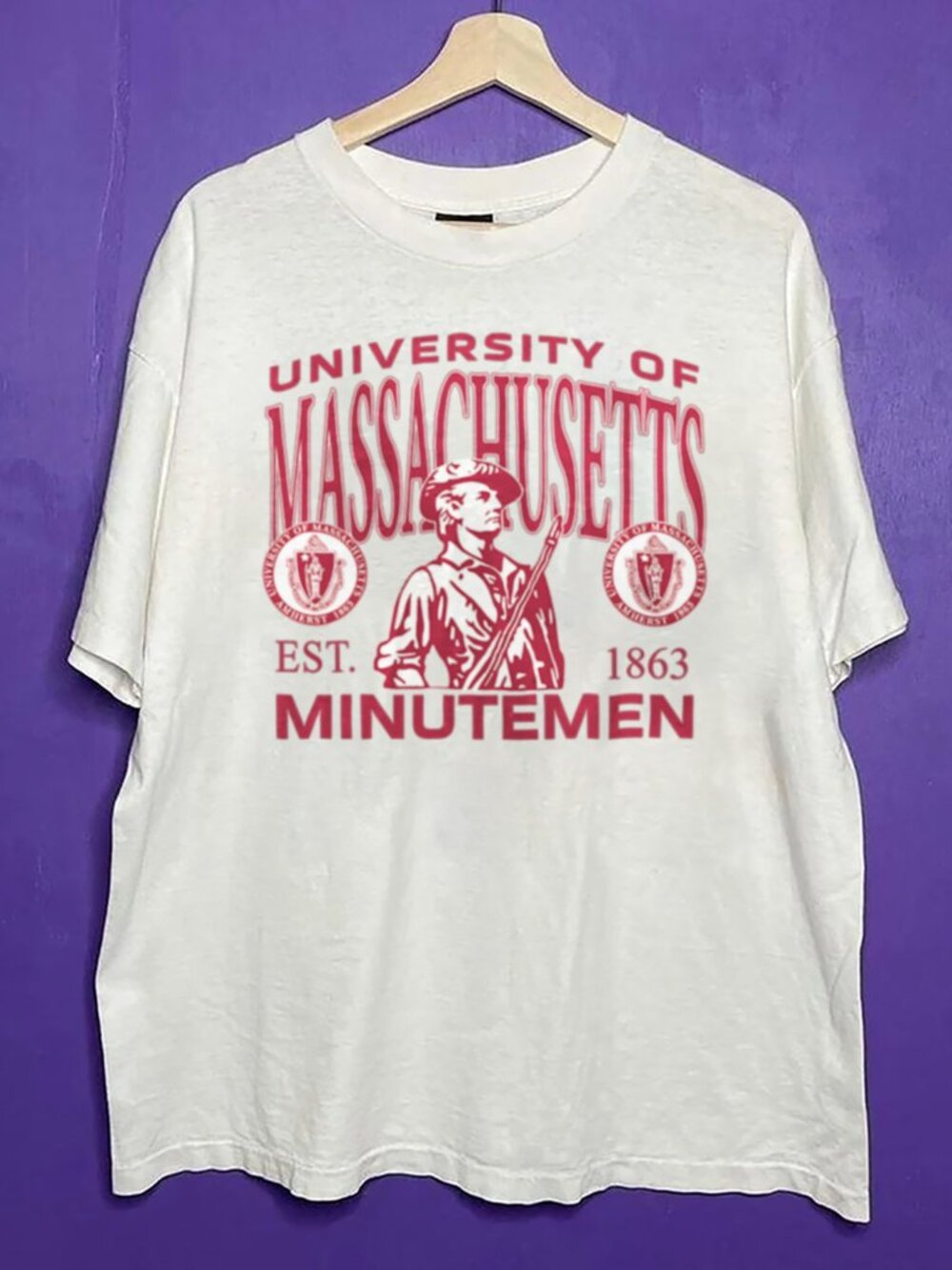 1990s University of Massachusetts Minutemen Crewneck Shirt, UMass Minutemen